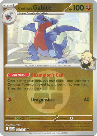 Cynthia's Gabite (Energy Symbol Pattern) - 110/217 - ME Ascended Heroes Reverse Holofoil