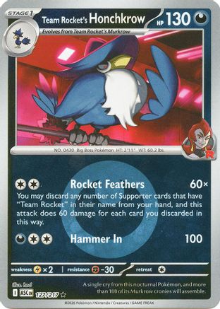 Team Rocket's Honchkrow (Energy Symbol Pattern) - 127/217 - ME Ascended Heroes Reverse Holofoil