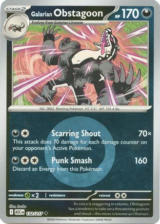 Galarian Obstagoon (Energy Symbol Pattern) - 132/217 - ME Ascended Heroes Reverse Holofoil