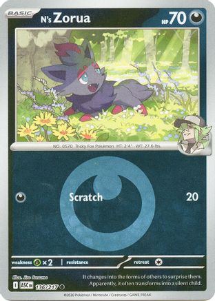 N's Zorua (Energy Symbol Pattern) - 136/217 - ME Ascended Heroes Reverse Holofoil