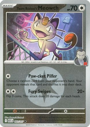 Team Rocket's Meowth (Energy Symbol Pattern) - 161/217 - ME Ascended Heroes Reverse Holofoil