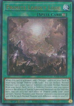 Primite Lordly Lode (Ultimate Rare) (RA05-EN072) - Rarity Collection 5 1st Edition