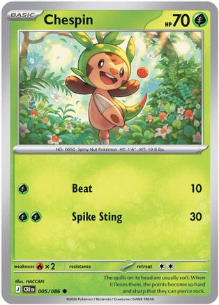 Chespin - 005/086 5 - ME04 Chaos Rising Reverse Holofoil