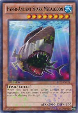 Hyper-Ancient Shark Megalodon (Mosaic Rare) (BP02-EN121) - Battle Pack 2: War of the Giants Unlimited