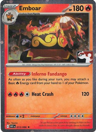 Emboar - 013/086 (Cosmos Holo) 13 - Prize Pack Series Cards Holofoil
