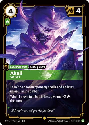 Akali - Silent (Alternate Art) - 038a/166 - Vendetta Foil