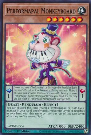Performapal Monkeyboard - LAVD-ENO04 - Legendary Arc-V Decks 1st Edition