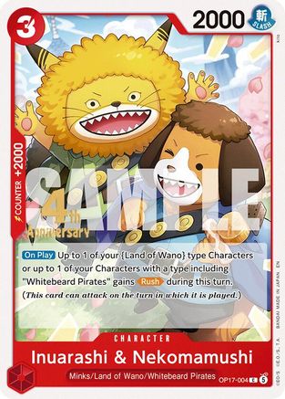 Inuarashi & Nekomamushi - OP17-004 - The World's Strongest Warriors Release Event Cards