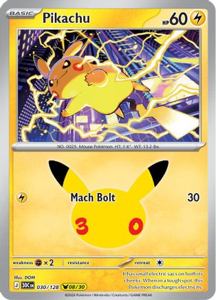 Pikachu - 030/128 - ME 30th Celebration Holofoil