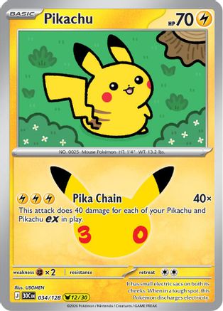 Pikachu - 034/128 - ME 30th Celebration Holofoil