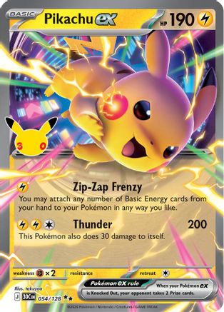 Pikachu EX - 054/128 - ME 30th Celebration Holofoil
