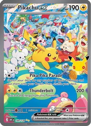 Pikachu EX - 149/128 - ME 30th Celebration Holofoil