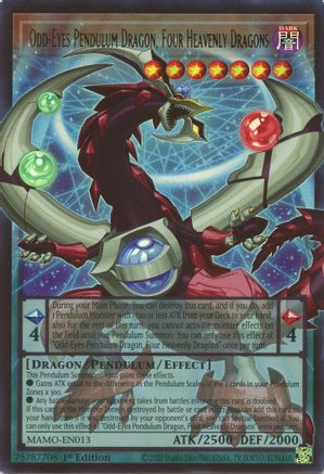 Odd-Eyes Pendulum Dragon, Four Heavenly Dragons (Extended Art) - MAMO-EN013 - Magnificent Monsters 1st Edition