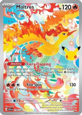 Moltres - 130/128 - ME 30th Celebration Holofoil