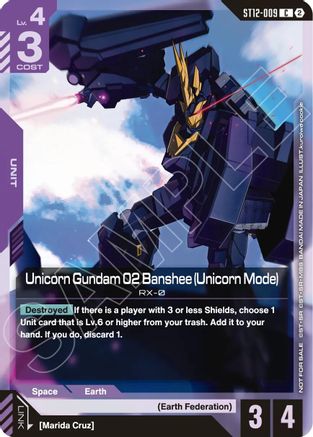 Unicorn Gundam 02 Banshee (Unicorn Mode) (ST11-ST14 Release Event) (ST12-009) - Gundam Promotional Cards Holofoil