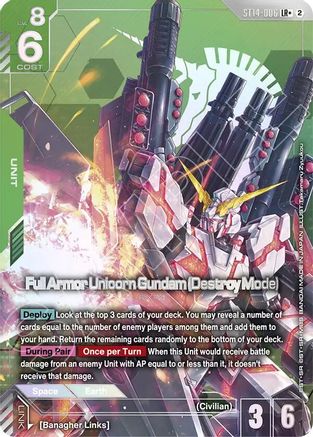 Full Armor Unicorn Gundam (Destroy Mode) (LR+) (ST14-006) - Starter Deck 14 Heavy Dominion Holofoil