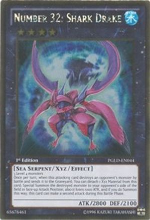 Number 32: Shark Drake (PGLD-EN044) - Premium Gold 1st Edition