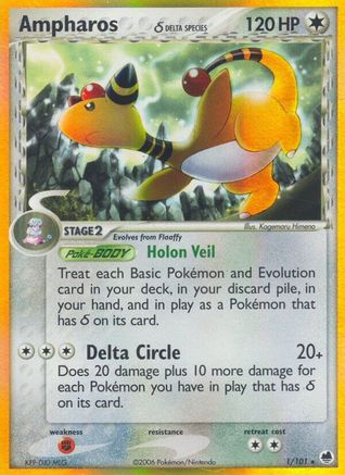 Ampharos (Delta Species) - 1/101 - Dragon Frontiers Holofoil