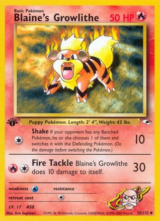 Blaine's Growlithe (35) 35/132 - Gym Heroes Unlimited