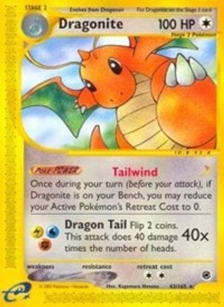 Dragonite 43/165 - Expedition Base Set Reverse Holofoil