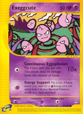 Exeggcute (77) 77/147 - Aquapolis Reverse Holofoil