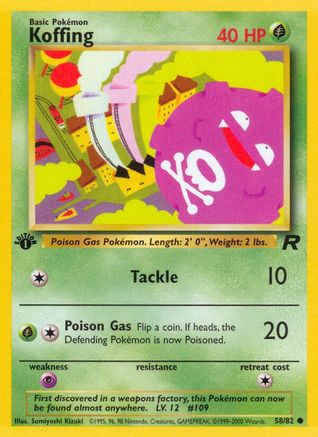 Koffing 58/82 - Team Rocket 1st Edition