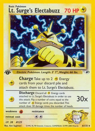 Lt. Surge's Electabuzz 6/132 - Gym Heroes Unlimited Holofoil