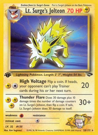 Lt. Surge's Jolteon 28/132 - Gym Challenge 1st Edition