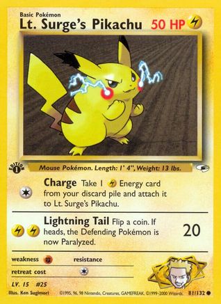 Lt. Surge's Pikachu 81/132 - Gym Heroes 1st Edition