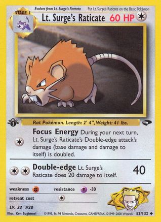 Lt. Surge's Raticate 53/132 - Gym Challenge Unlimited