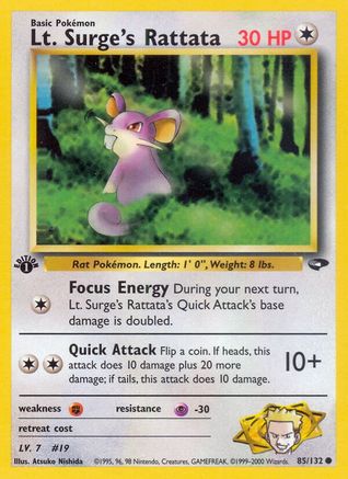 Lt. Surge's Rattata 85/132 - Gym Challenge 1st Edition