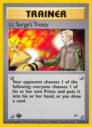 Lt. Surge's Treaty 112/132 - Gym Heroes 1st Edition