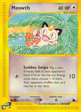 Meowth 78/144 - Skyridge Reverse Holofoil