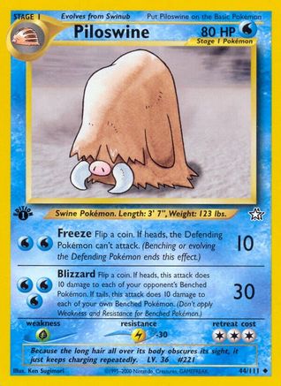 Piloswine 44/111 - Neo Genesis 1st Edition