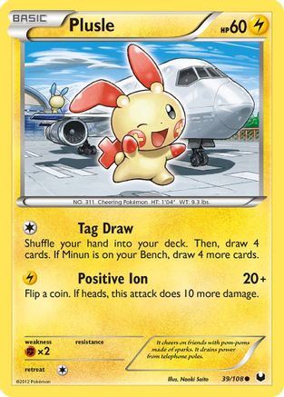 Plusle 39/108 - Dark Explorers Reverse Holofoil