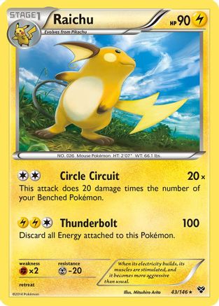 Raichu 43/146 - XY Reverse Holofoil