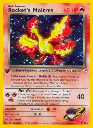 Rocket's Moltres 12/132 - Gym Heroes 1st Edition Holofoil