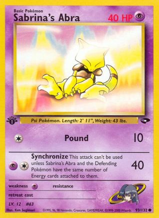 Sabrina's Abra (93) 93/132 - Gym Challenge 1st Edition