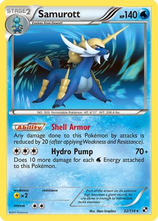 Samurott 32/114 - Black & White Reverse Holofoil