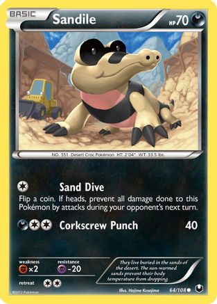 Sandile 64/108 - Dark Explorers Reverse Holofoil