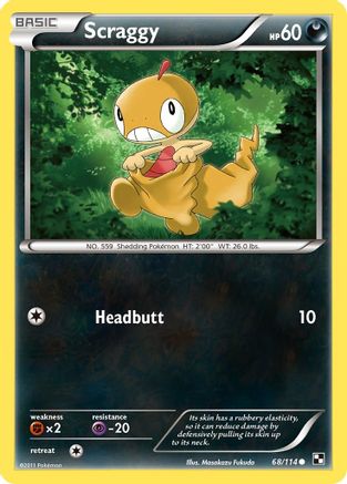 Scraggy 68/114 - Black & White Reverse Holofoil