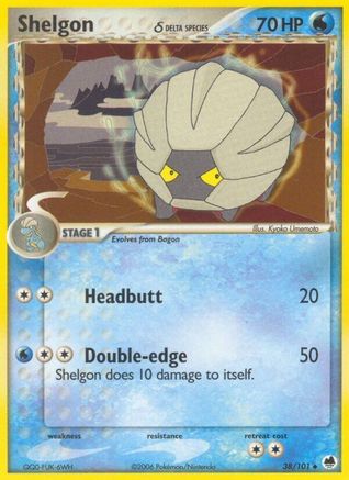 Shelgon δ 38/101 - Dragon Frontiers Reverse Holofoil