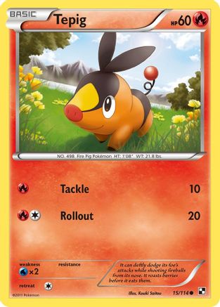 Tepig (15) 15/114 - Black and White Reverse Holofoil