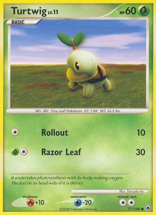 Turtwig 77/100 - Majestic Dawn Reverse Holofoil