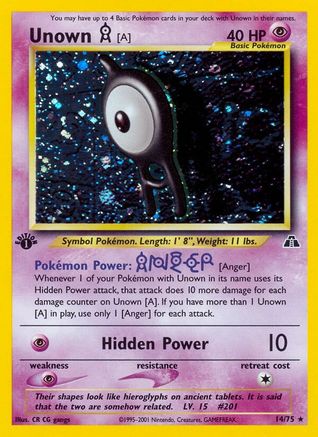 Unown [A] 14/75 - Neo Discovery Unlimited Holofoil