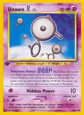 Unown [B] 39/64 - Neo Revelation 1st Edition