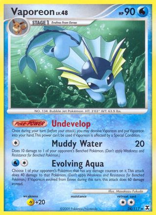 Vaporeon 34/111 - Rising Rivals Reverse Holofoil