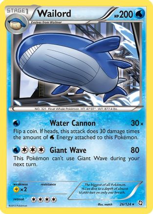 Wailord 26/124 - Dragons Exalted Reverse Holofoil