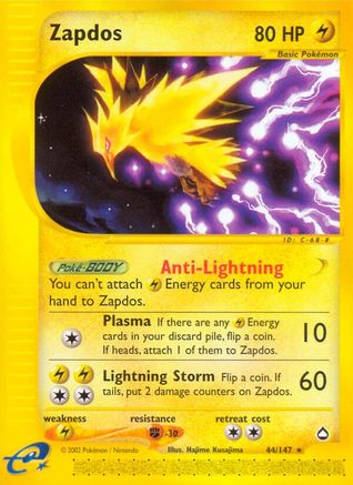 Zapdos 44/147 - Aquapolis Reverse Holofoil