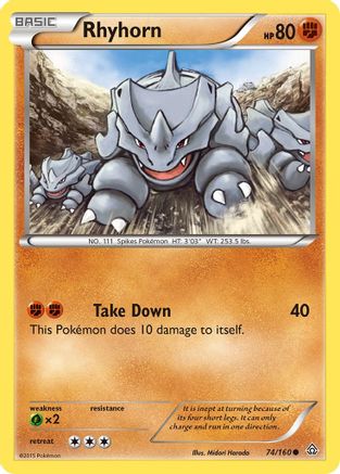 Rhyhorn 74/160 - Primal Clash Reverse Holofoil